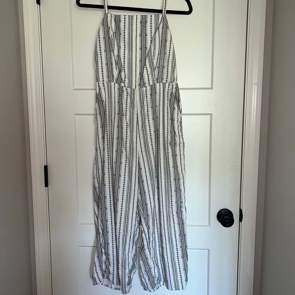 Old Navy Linen-Blend Geometric Strip Cami Jumpsuit Boho Size M